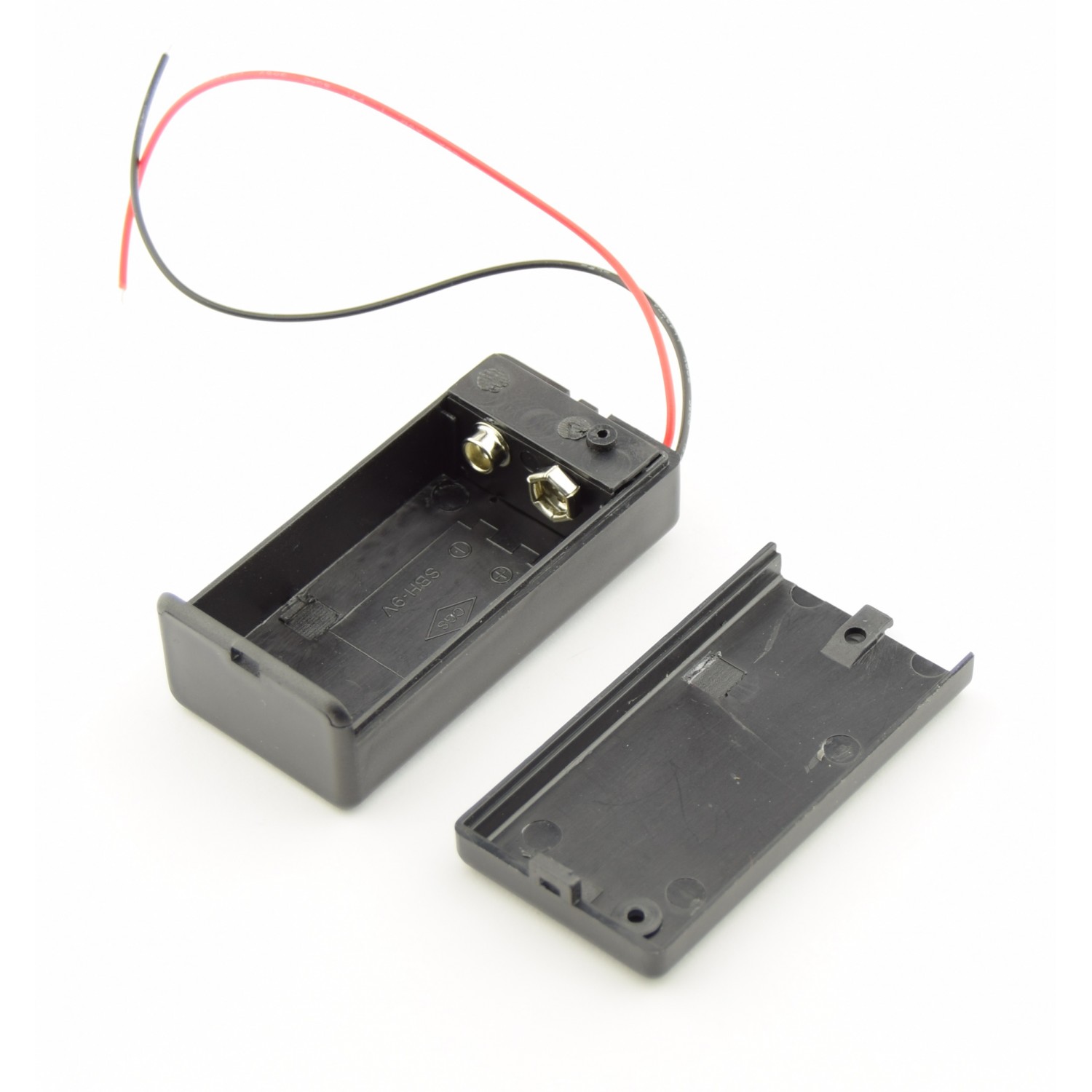 9V Battery Box with Loose Wires and Switch 9VLEADSBOXSWITCH